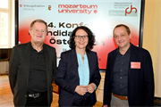 Musik-Fachdidaktik-Tagung in Salzburg. LR Daniela Gutschi mit Mario Kostal (Mozarteum) und Christoph Matl (Landeskoordinator Musik und Kultur).